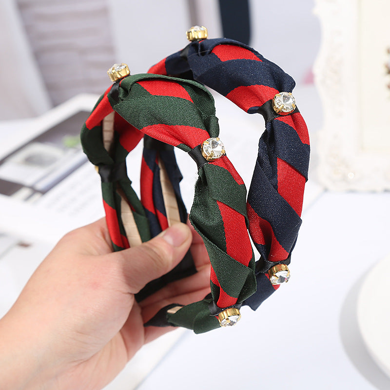 Wholesale Ribbon Inlaid Crystal Fabric Headband